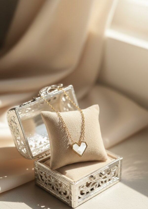 Cadena Corazón Blanco aretes coreanos